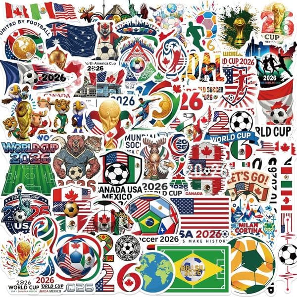 50pcs World Cup Football Graffiti Stickers Decorate Mobile Phone Luggage Scooter Notebook Stickers