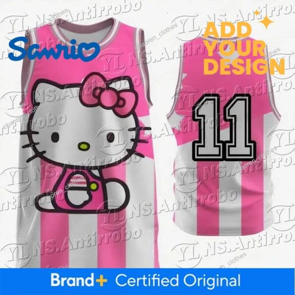 Designer Summer Sanrio New Special Edition Hello Kitty Basketball Vest Tshirt Quick Drying Sleeveless Jersey Oversized Sport Vest Top Luxury Goods