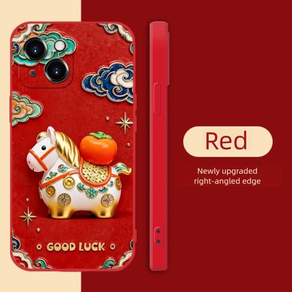 Designer Luxury 2026 Year Of The Horse Phone Case Premium Red Good Luck Protective Cover Exquisite Chinese Style Full Lens Protection Case For Iphone