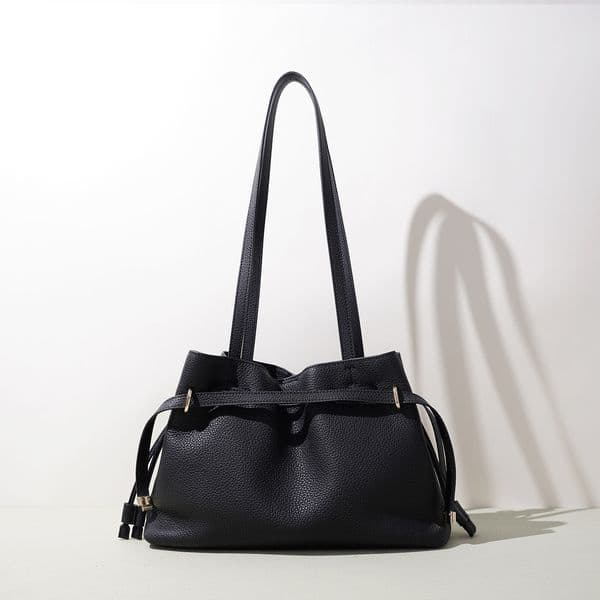Master Quality Korean style minimalist genuine leather drawstring lucky bag