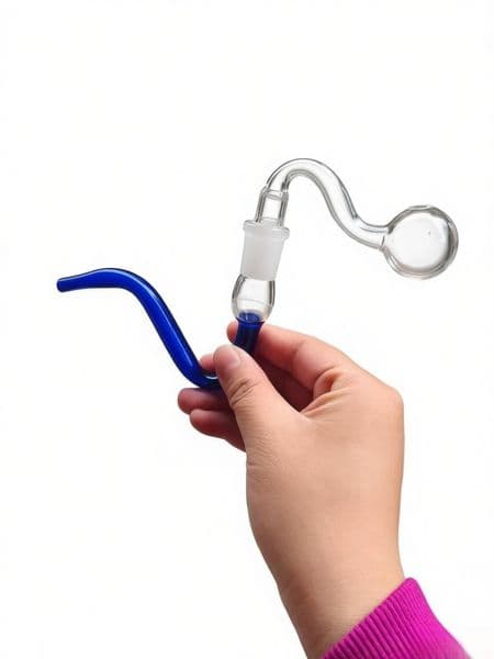 Portable Cheap Mini colorful J-HOOKAH glass Oil Burner Pipe Thick Clear Glass Water Snake Bong with 14mm male smoking oil banger bowl
