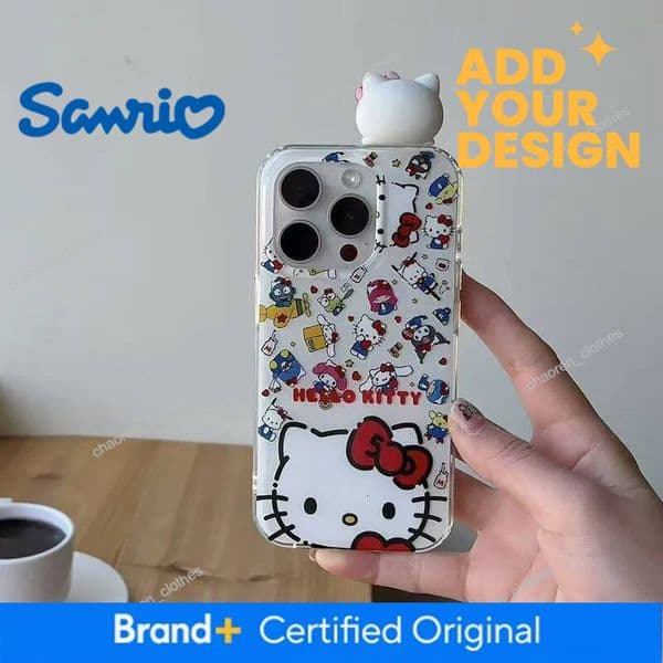 For Iphone 17 Air 14 Plus 15 16 Pro Max XS XR 11 12 13 Mini Cute Friend Kitty Head Toy Cartoon White Doucble Acrylic Phone Case Luxury Goods