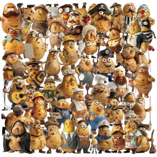 50 working potatoes PET cross-border stickers retro hand account decorative materials DIY water cup mobile phone case decorative collage