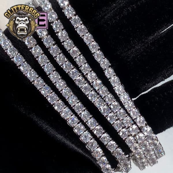 3mm Tennis Necklace Vvs Moissanite Chain 925 Sterling Silver Iced Out Hip Hop Moissanite Tennis Chain