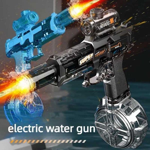 Electric Water Gun Automatic Continuous Firing Squirt Gun Outdoor Toy Long Range Shooting Water Gun with Lights Swimming Toys X260403