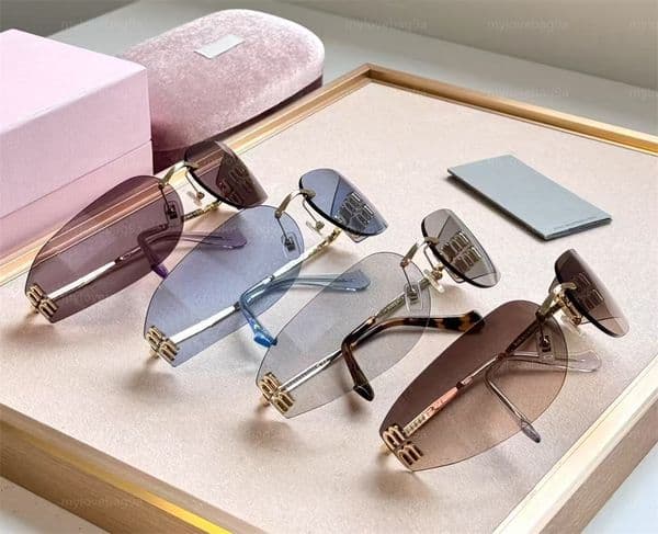 Designer Sunglasses For Women Men Rimless Curved Mirror Glasses mm A51S Y2K Vintage Shades Eyewear UV400 Protection With Box Case OK