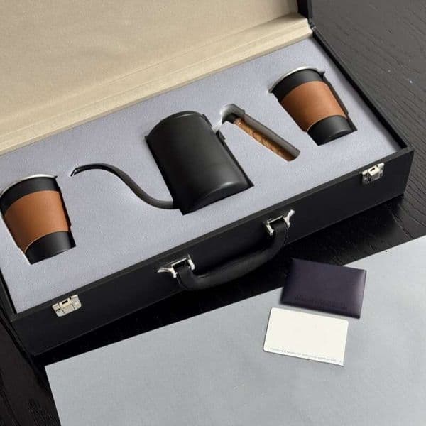 Coffee Pot Case Set Italian Style Portable Travel Tea High-end Leather Storage Box Business Gift