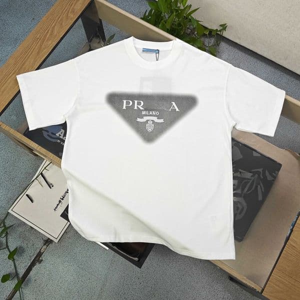 Top Plate! 26SS PRA shirt Luxury mens T-shirts European Tide Brand Triangle Standard Cotton Loose Round Neck Short Sleeve T-shirt for Men and Women Couples
