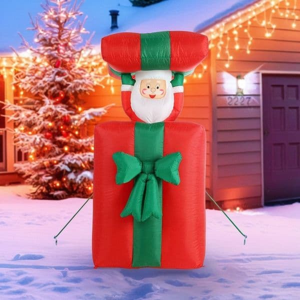 Cross-Border Hot-Selling Santa Claus Lifting Gift Bag LED Light-Up Christmas Garden Decoration