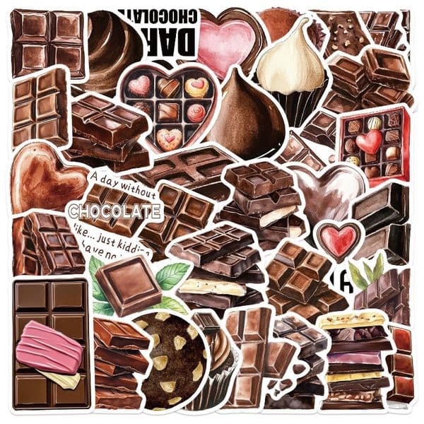 50 Chocolate Graffiti Stickers Decoration DIY Mobile Phone Case Handbook Stationery Luggage Notes Waterproof Stickers