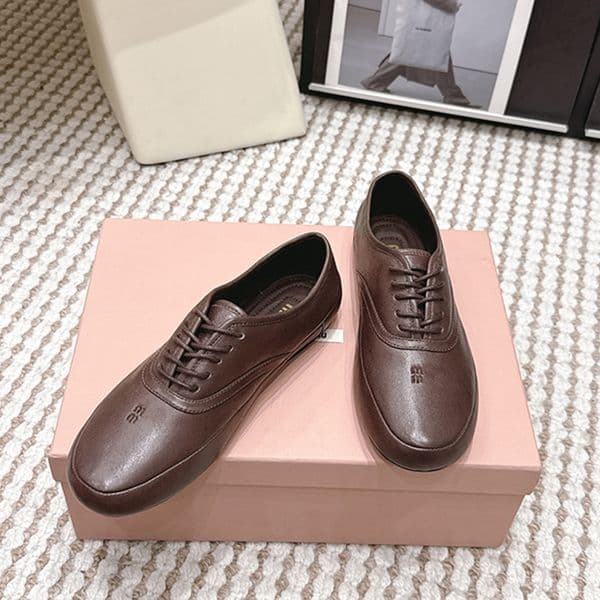 Women Nappa Leather Lace Shoes Leather Lined TPU Sole With Embroidered Logo Upper Design Size 35 41