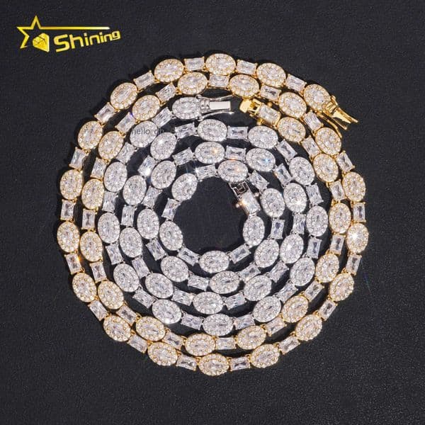 Luxury Hip Hop Fashion Jewelry Chain Bracelet Gold Plated Bracelet Necklace VVS Moissanite Necklace for Men Women