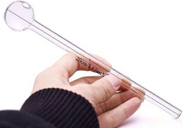 Handmade Long Thick heady 20cm Glass Oil Burner Pipes 30mm Big smoking Bowl Clear Straw Tube Hand Smoking Pipe