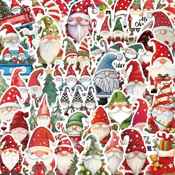 50 Cute Christmas Dwarfs Graffiti Holiday Stickers Decorative Handbooks Stationery Luggage Notes Waterproof Stickers