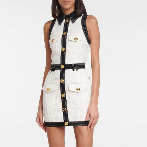Summer designer's fashionable and high-quality new slim fit jacquard denim A13 sleeveless rivet women's dress
