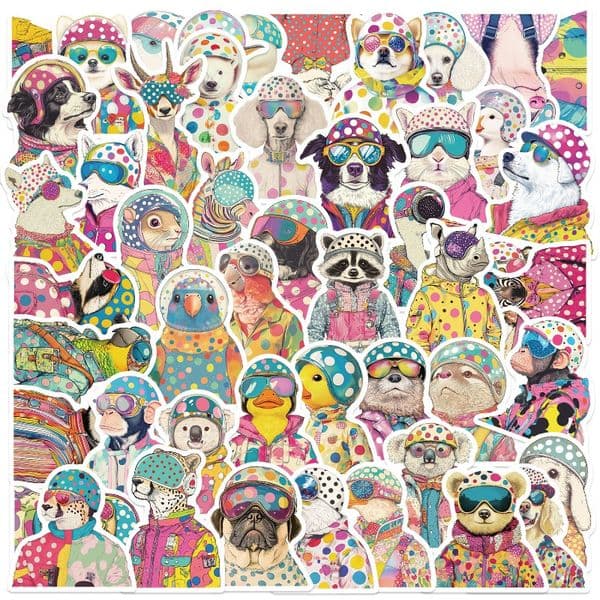 50 Pop Art Animal Graffiti Stickers Decorative DIY Handbook Stationery Luggage Notes Waterproof Stickers