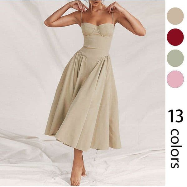 2026 European and American Women's Designer Solid Color Spring/Summer New S6 Style Strapless Waist Fashion Sexy Long Dress