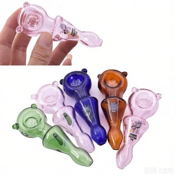 Thick heady Newest Design Glass Spoon pipe Unique Pot Pipe Mini Small Colorful Glass Tobacco hand pipes For Smoking dry herb