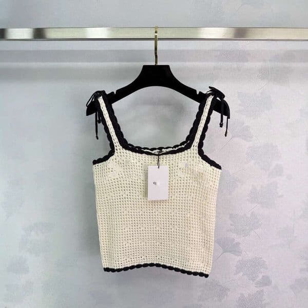 2026 Spring New Model Cel Korean-style Simple Fashion Versatile Heavy-duty Hollow Short Square-neck Camisole