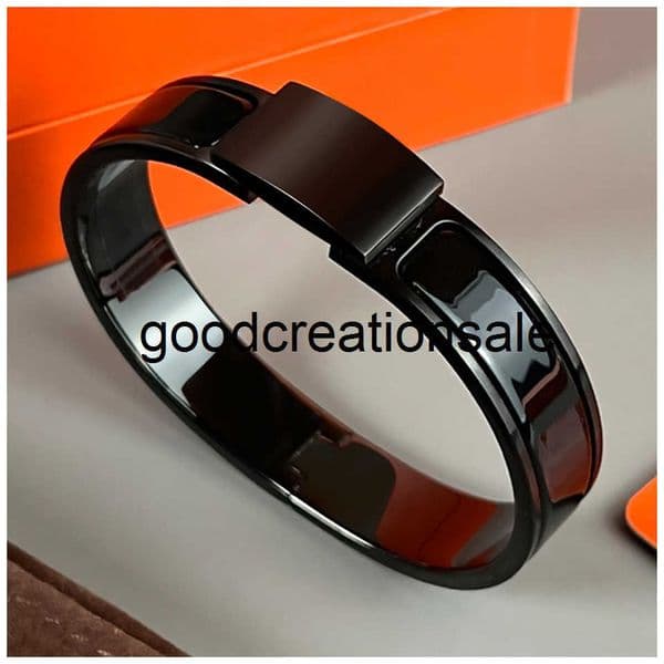 Elegant Gold Plated H-Style Designer Bangle with Enamel - Handmade Cuff Bracelet for Men and Women's Luxury Jewelry QPE1