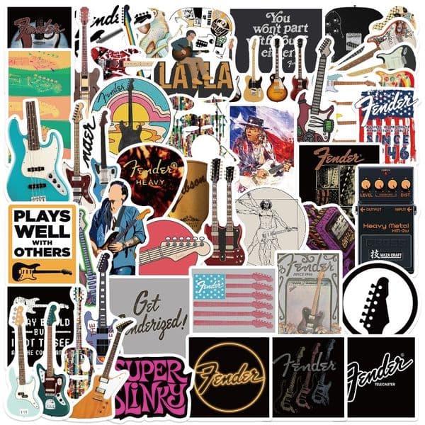 50 Cartoon Guitar Band Creative Graffiti Stickers DIY Decorative Mobile Phone Case Luggage Diary Waterproof Stickers