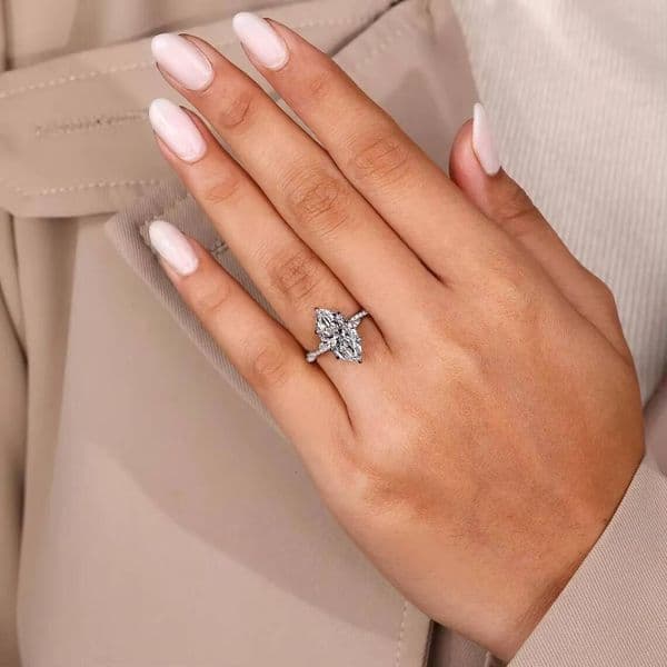 new style IGI Lab Grown Diamond Luxury Gold Plated S925 Sterling Silver Marquise Cut 14K Gold Plated Rings
