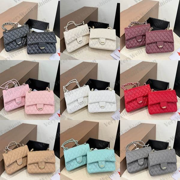 Designer Bags 2026 Trends Luxury Classics Caviar High Quality Plaid Buckle Flap Silver Gold Chain Leather Metal Letter Gold Silver Women's Fashion bag vwfc 040402