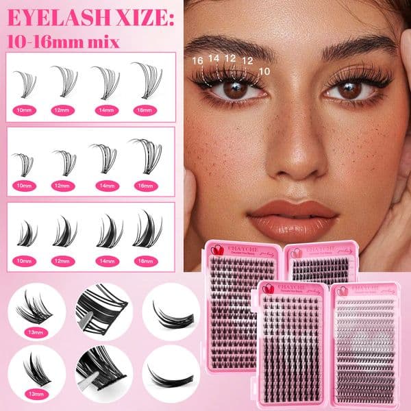 DIY Segmented Lashes 448Pcs - Wispy Lash Clusters Thick Fluffy Individual False Eyelashes Natural Look Reusable Eyelash Extensions Kit with Lash Bond and Seal
