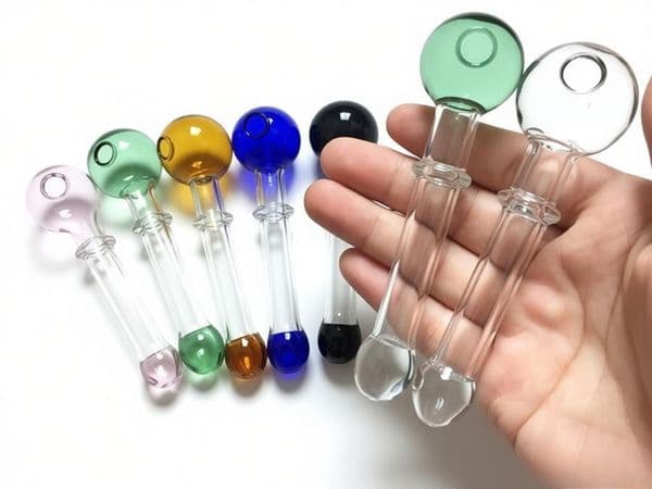 Newest Travel Thick heady Great Colored 12cm Glass Oil Burner Pipe MINI Travel Glass Tube straw Pipe for smoking