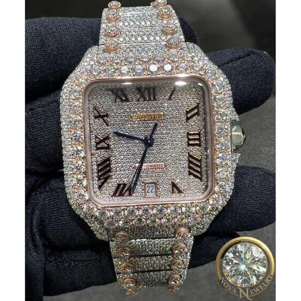 High-Quality VVS1 Moissanite Iced Out Watch for Men & Women,Arabic Numbers,Automatic Self-Winding Movement,Luxury Designer Watch,Wholesale Price