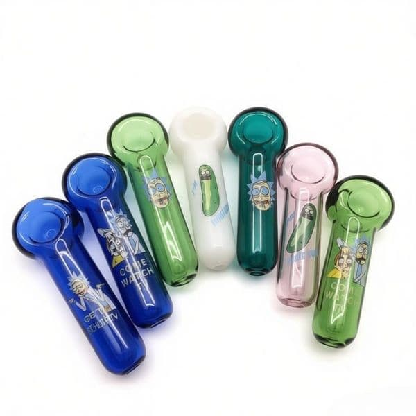 Portable Smoking Glass Hand Pipes Dry Herb Tobacco Oil Burner Unique Pot Tube Mini Small Bowl Fumed Colorful Spoon Pipe