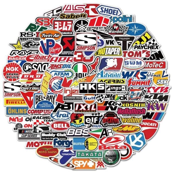100 sheets into the racing logo logo graffiti sticker car motorcycle luggage notebook skateboard waterproof sticker