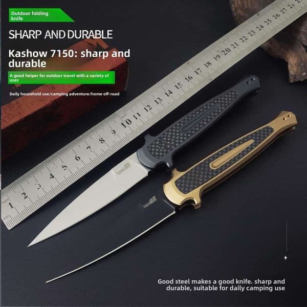 Kashou 7150 Outdoor Folding Knife, Aviation Aluminum CNC Carbon Fiber Handle, Lightweight Portable for Camping and Hiking