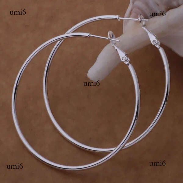 High quality 925 sterling silver hoop earrings large diameter 5-8CM fashion party jewelry pretty cute Christmas gift free shipping 1343
