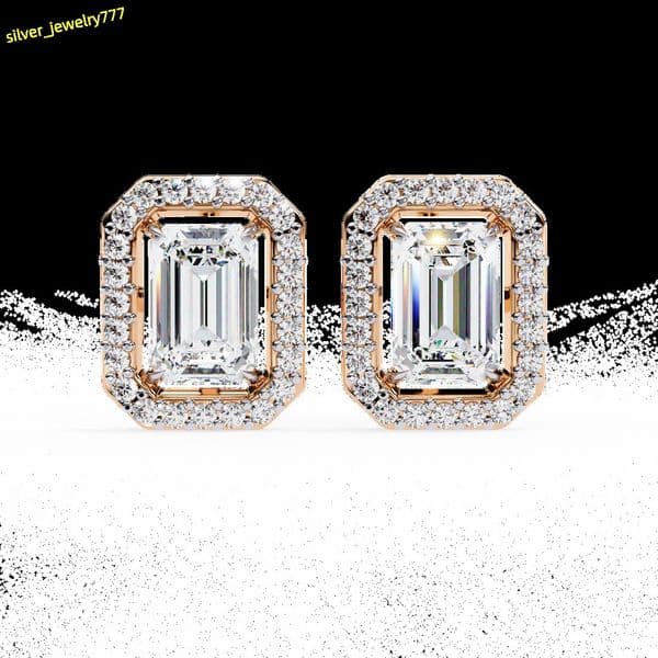 18K Gold Diamond Earrings Unique Lab-Grown Gemstones