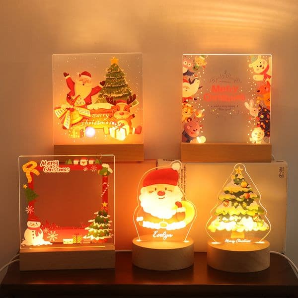 Christmas Gift Night Light, Santa Claus UV Printed Ambient Light, Children's Bedroom Desktop Ornament Gift