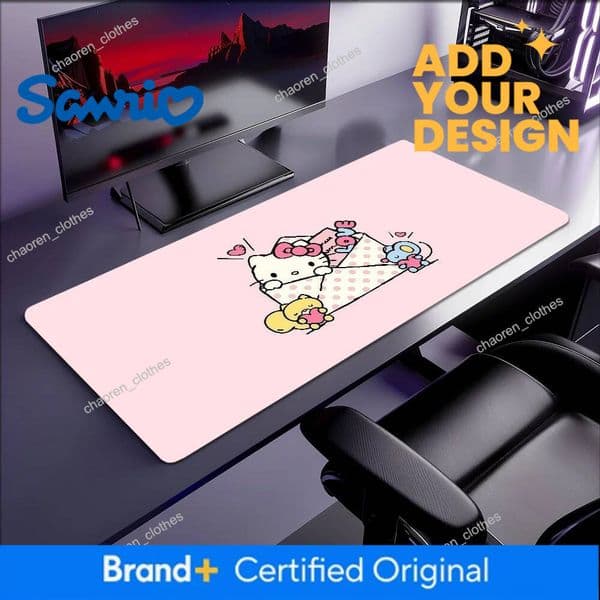 Designer San Mouse Pad Mousepad Non-Slip Lockedge Office H-Hello Student Gaming Pink Thickened Large Writing Pad Kitty Cartoon Cushion