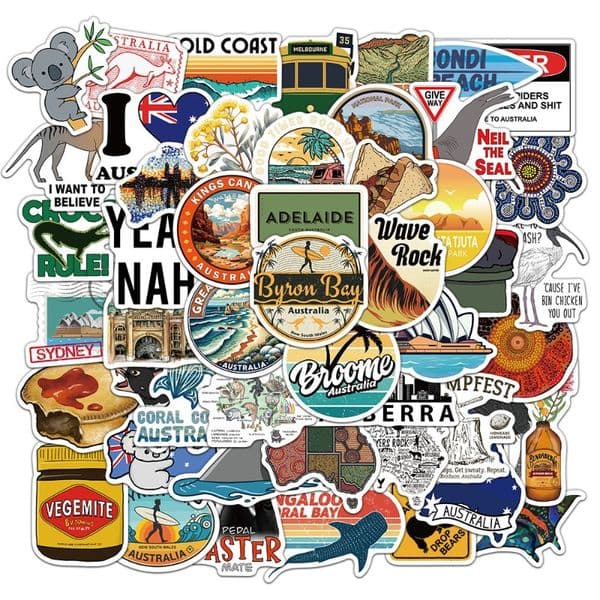 50 new Australian graffiti stickers outdoor travel decoration mobile phone case water cup suitcase stickers cross-border