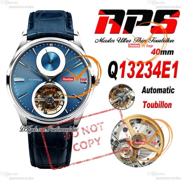 Master Tourbillon Enamel Q13234E1 Automatic Mens Watch APSF 40 Steel Case Blue Stick Dial Leather Strap CHS Puretimewatches Reloj Hombre Benedict Cumberbatch