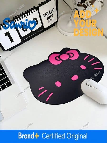 Designer 1Pc Hello Cute Kitty Cartoon Mouse Pad - Non-Slip Silicone, Pink Cat Design, Suitable For Office And Gaming