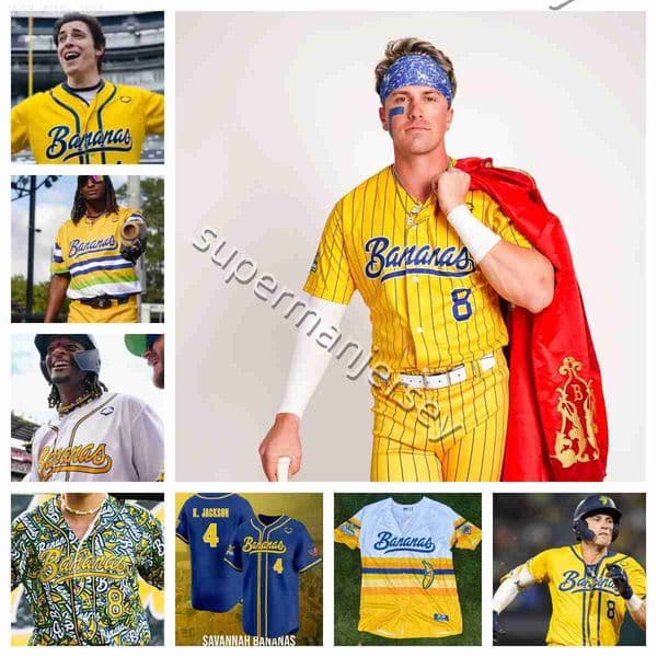 Savannah Bananas baseball jersey 2026 Bill Leroy Reese Alexiades Eric Jones KJ Jackson Ty Jackson Olson Dalton Mauldin Dr Meadows NEW