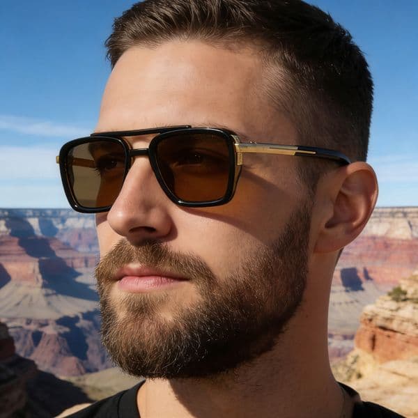 2026 New Fashion Polarized Square Frame Double Bridge, Personalized Outdoor Driving Sunglasses for Men,