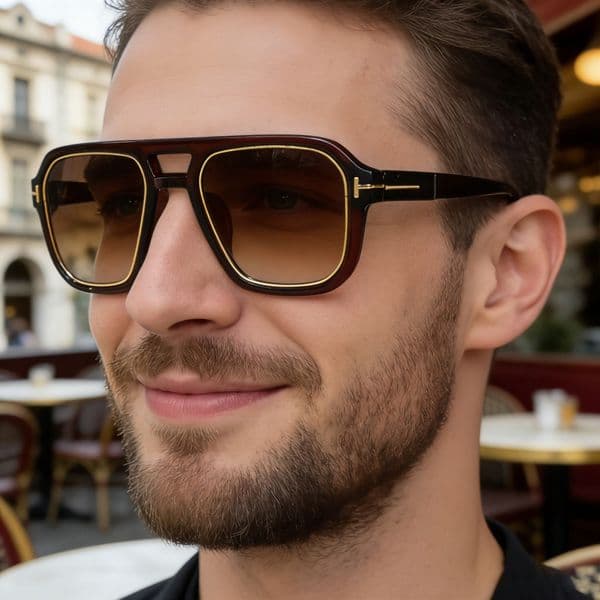 2026 New Fashion Square Large Frame Unique Double-Beam Retro Outdoor Sunglasses for Men,