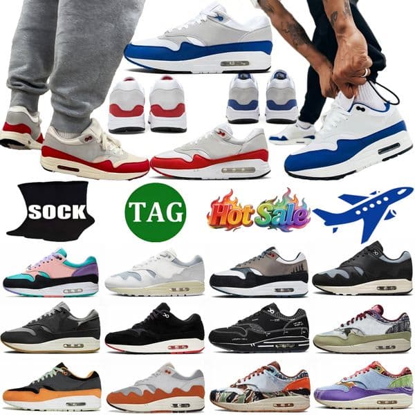 Designer 1s OG One 87 Running Shoes Men Women 1 University Red blue white black green Outdoor Recreation Travel sport Trainers Express Shipping size 36-45