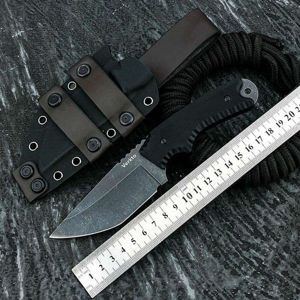 Cross-border bestseller Verkto Black Blade Straight Knife, multifunctional folding camping self-defense portable small fruit knife