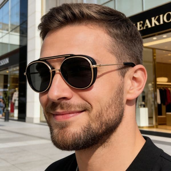 2026 New Model Toad-Shaped Sunglasses, Round Frame, Retro Punk Style, Fashionable Men's Sun Protection Glasses, Eyewear