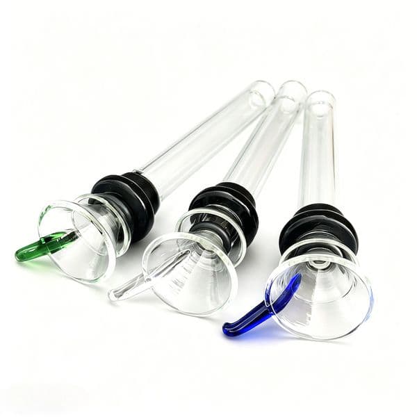 Wholesale MINI 9cm glass male slides and female stem slide funnel style with black rubber simple downstem for smoking water glass bong pipes