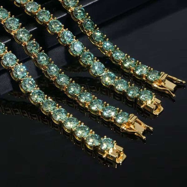 Large 6.5mm 925 Silver Moissanite Necklace Hip Hop Accessory Tennis Chain Bracelet