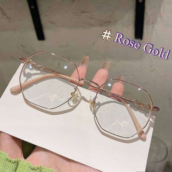 0 -0.5 ~ -6.0 Prescription Anti Blue Light Flat Polygonal Metal Frame Myopia Glasses