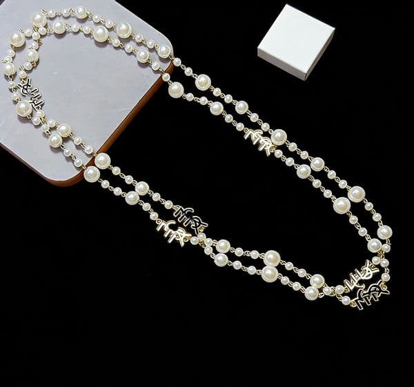 Newest style Brand Designer Pendants Necklaces Crystal Pearl Brand 6 Letter Choker Pendant Necklace Women Sweater Chain Jewelry Accessories 20style